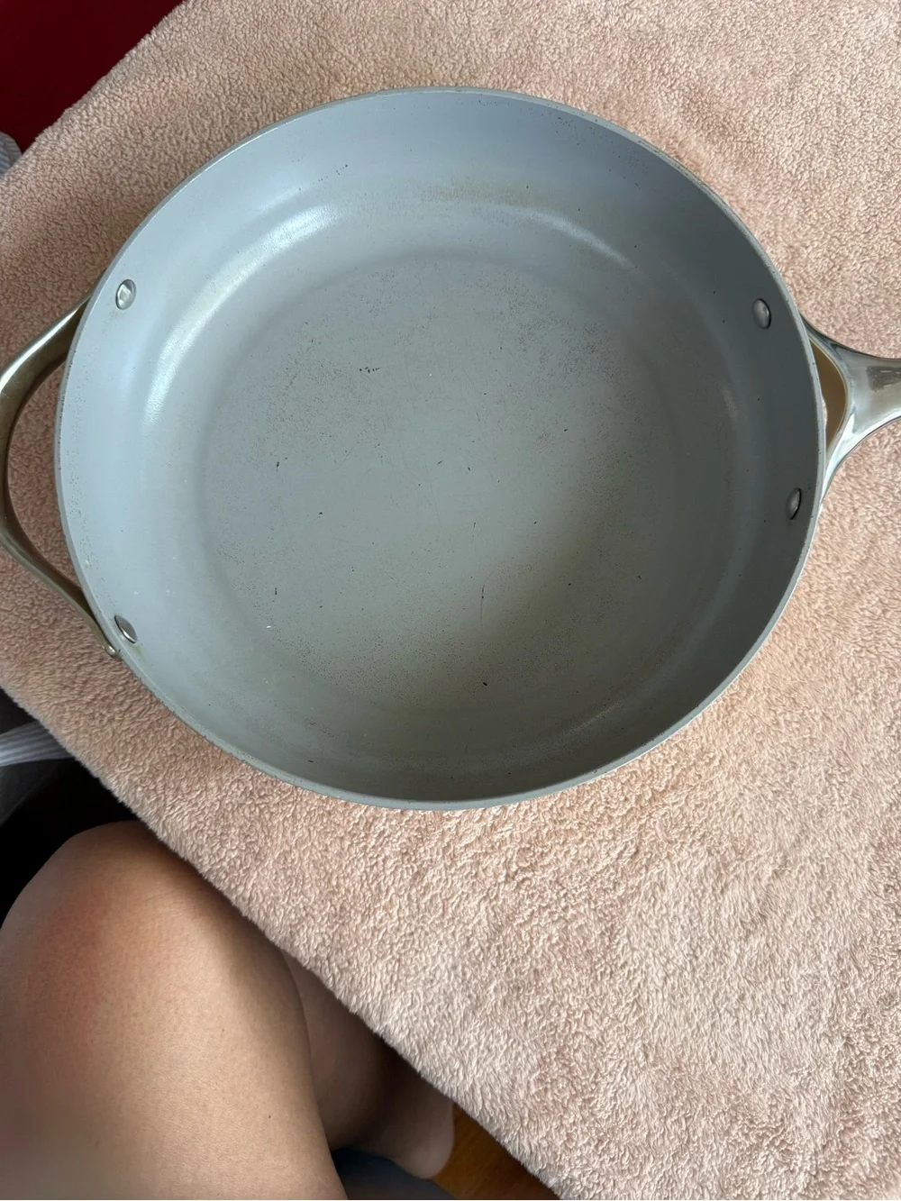 Caraway 4.5 qt Ceramic Saute Pan with 12” Lid, Cream, Two-Piece Set